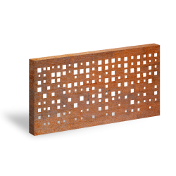 3D_Designový plotový panel Corten s perforací GRAF 013 Čtverce – 1900×900 mm